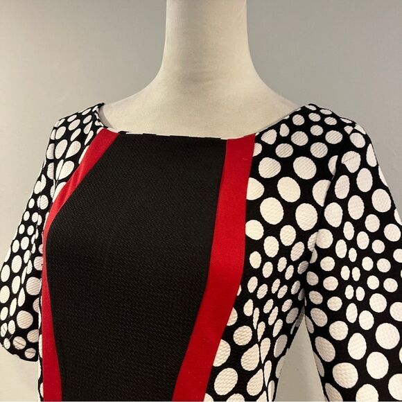 Clearance !!! Elegant Black and Red Polka Dot Dress - Picture 2 of 14